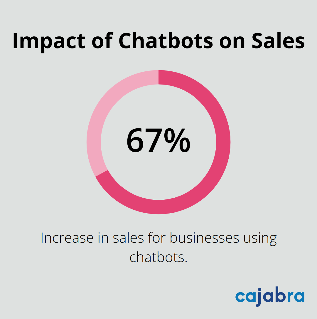 Chart showing 67% increase in sales for businesses using chatbots