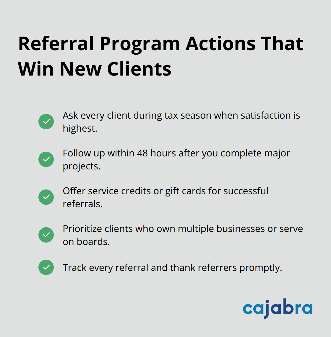 Checklist of actionable steps to build a high-performing accounting referral program