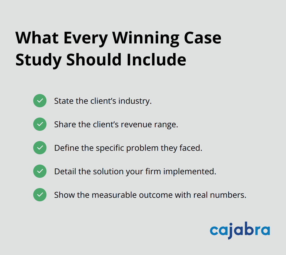 Checklist of essential elements for accounting firm case studies