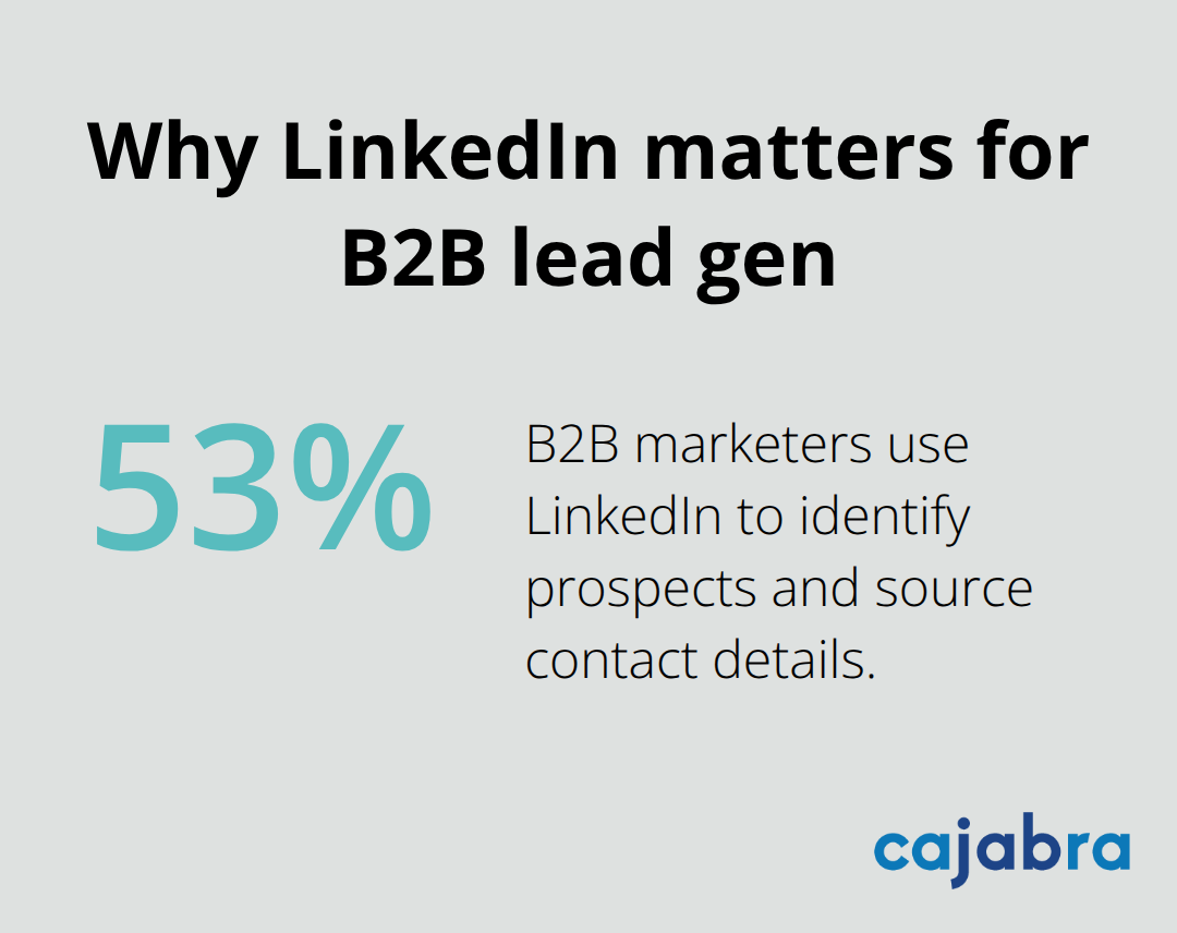 Percentage showing B2B marketers using LinkedIn for prospecting - social media marketing for accounting firms